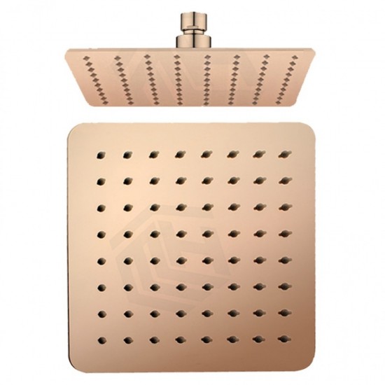 8 inch 200mm Square Black & Rose Gold Twin Shower Set Top Water Inlet